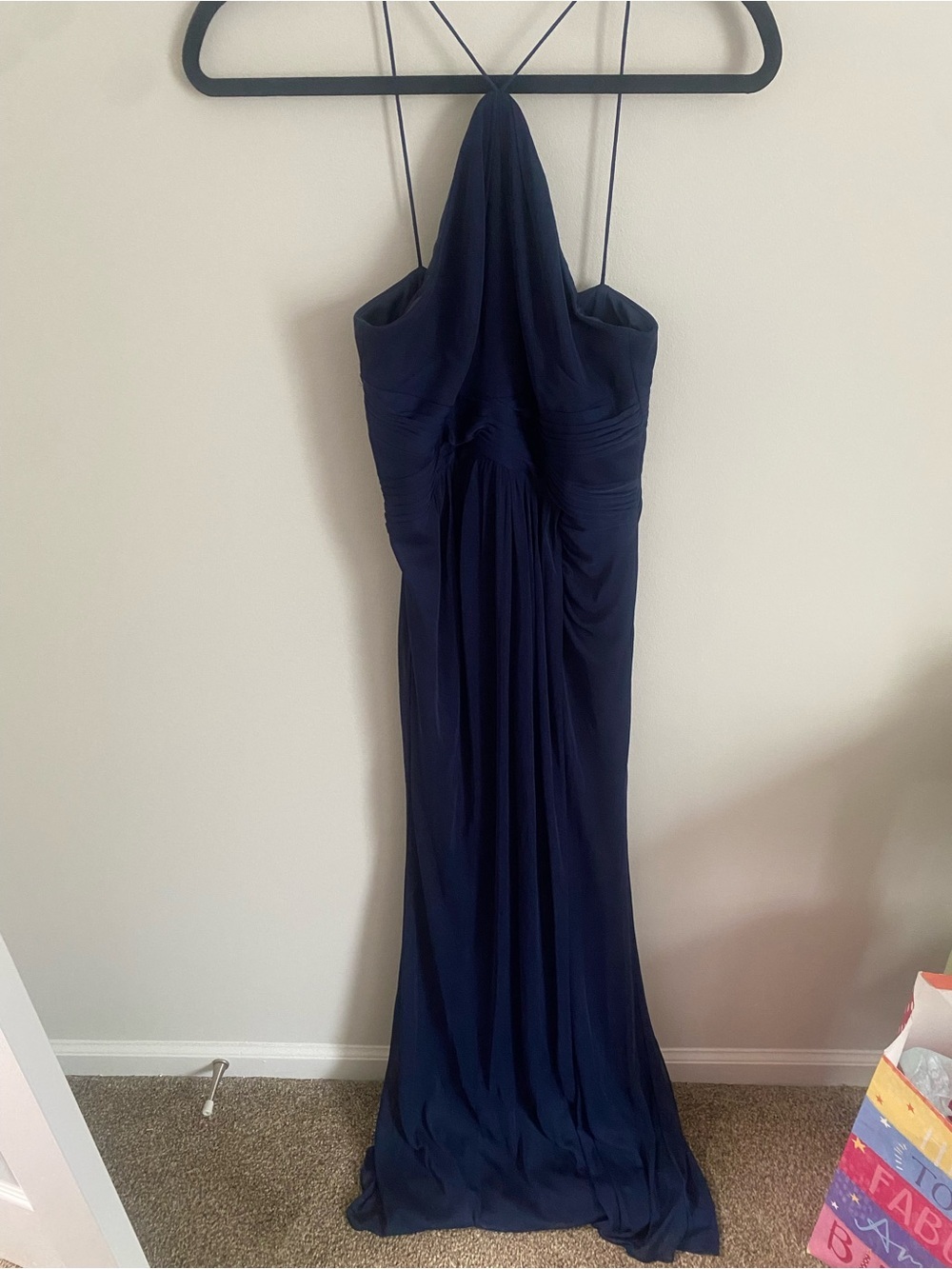 Reverie Dark Navy Blue Formal Halter Maxi Dress